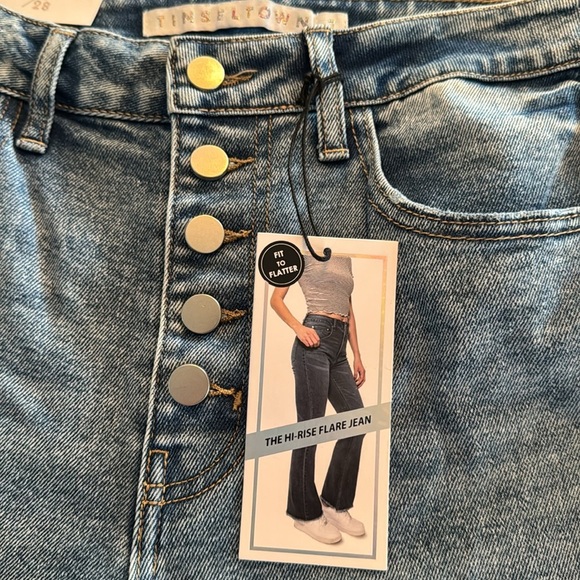 Tinseltown high rise flare button fly women’s Blue Jeans NWT 7/28 - Picture 8 of 13